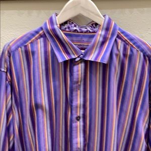 Men Robert Graham purple striped shirt